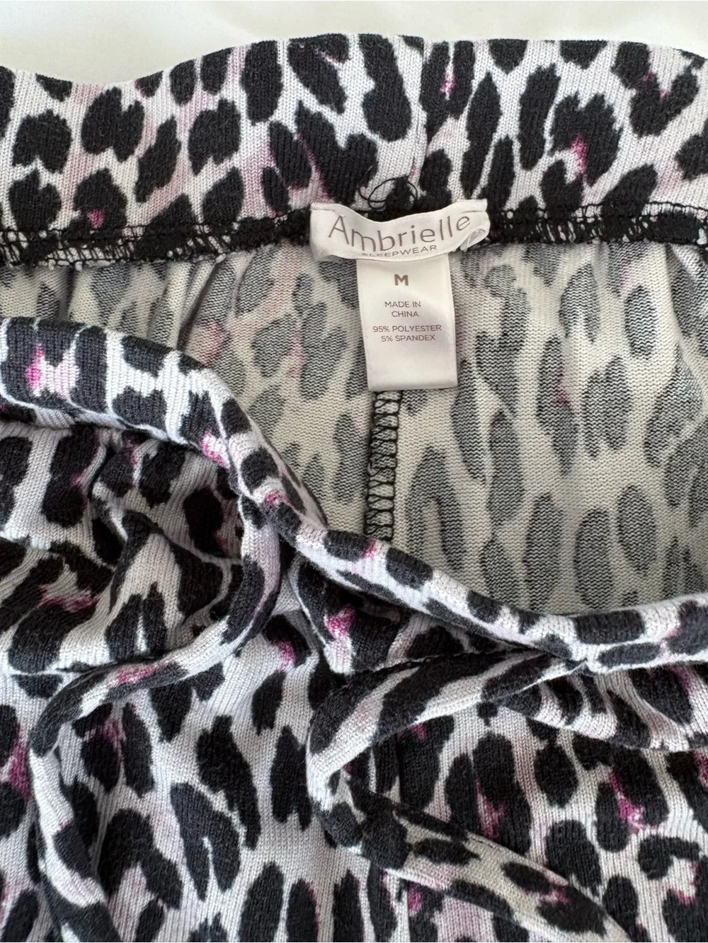 Ambrielle Pink and Black Leopard Pajama Pants